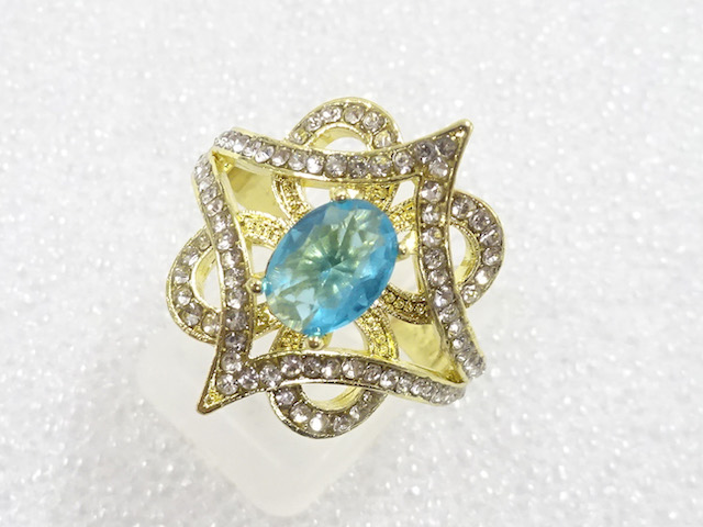 JAPANESE KIMONO / ANTIQUE COLORED STONE RING (SIZE 18)